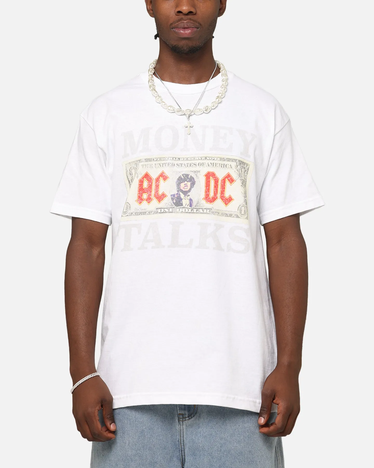 AC/DC Money Talks T-Shirt Vintage White
