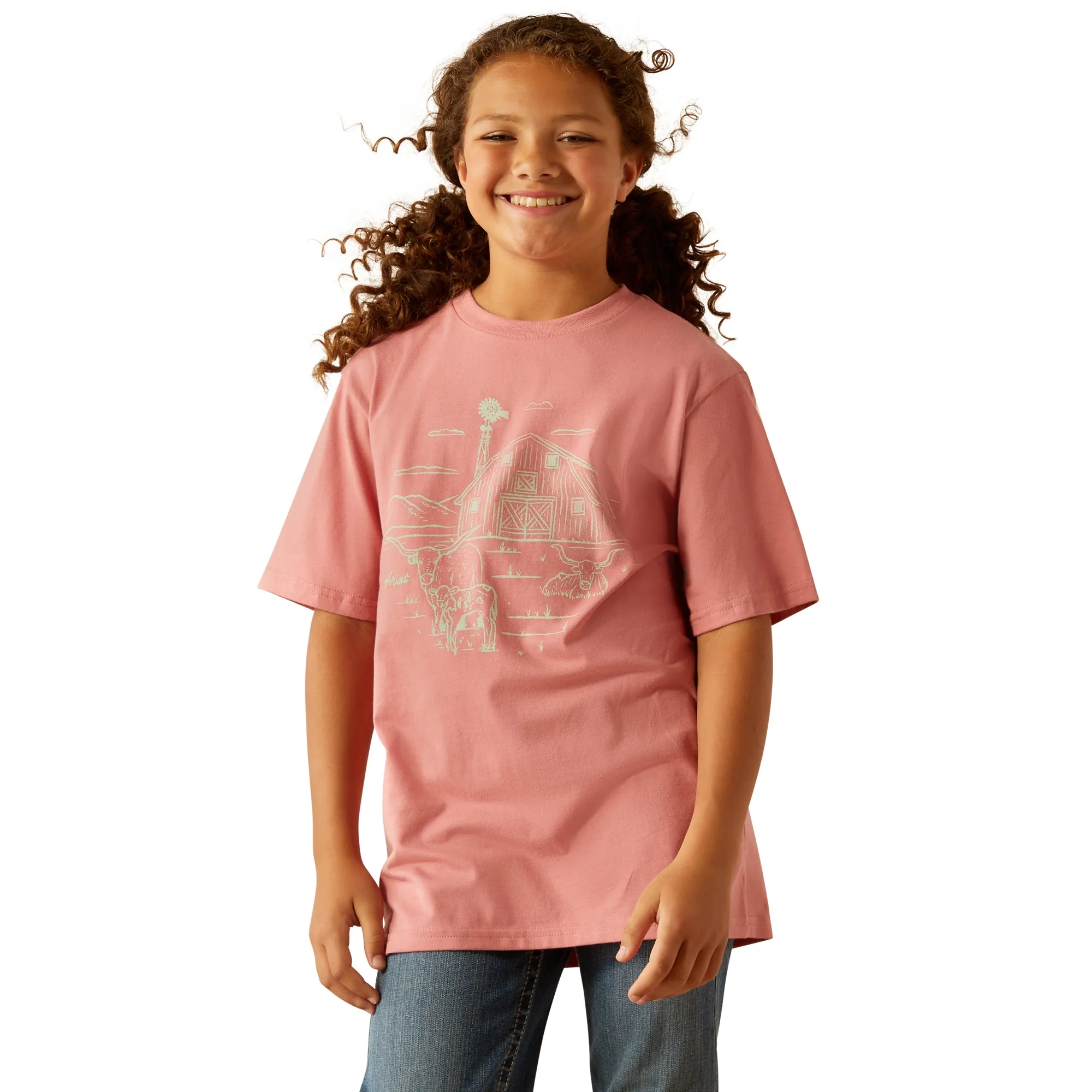 Ariat Girls T-Shirt Farm Scene in Dusty Rose 10055162