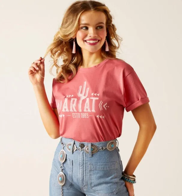 Ariat Ladies Cactus Logo T-Shirt 10048681 Slate Rose