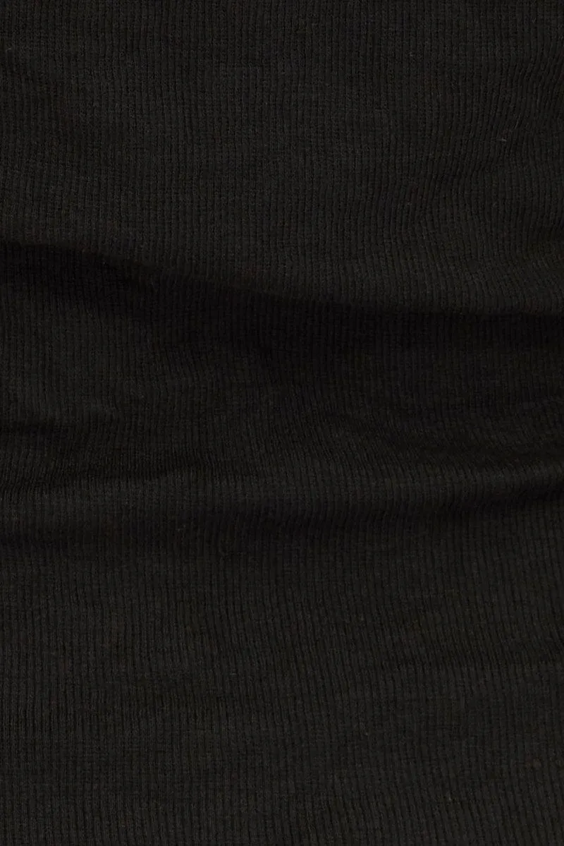Black Rib Dress Sleeveless Scoop Neck Mini