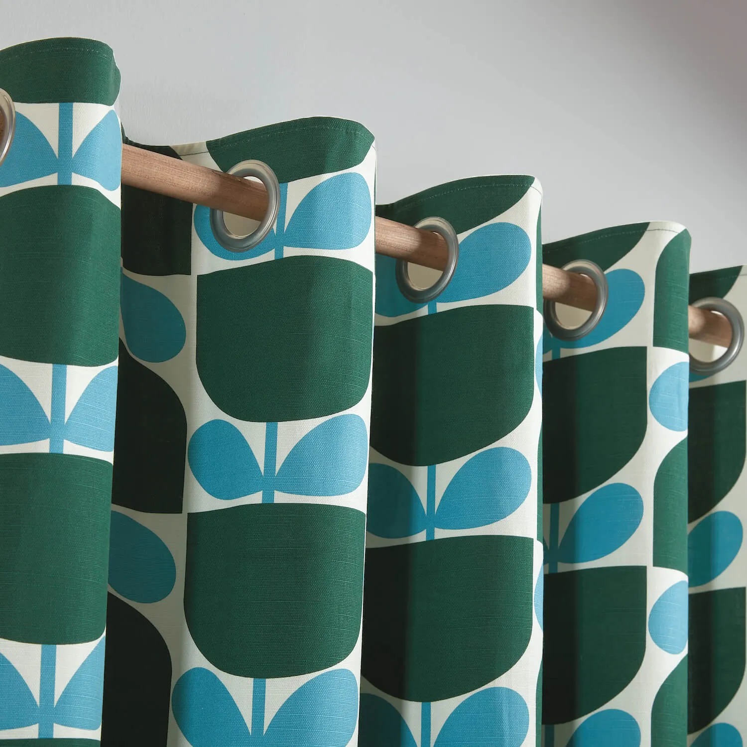 Block Stem Lined Eyelet Curtains Jade