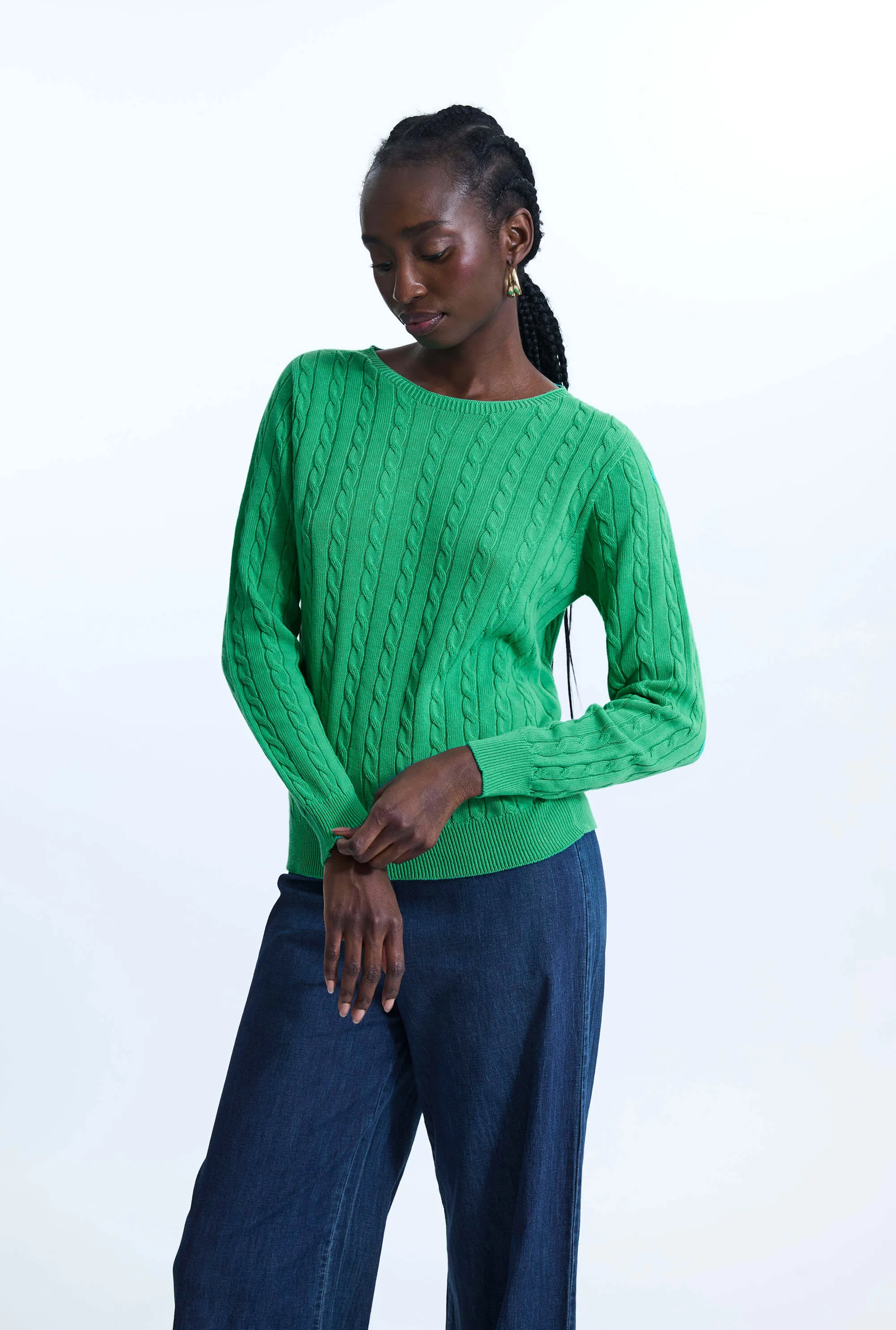 Cable Knit Jumper Green