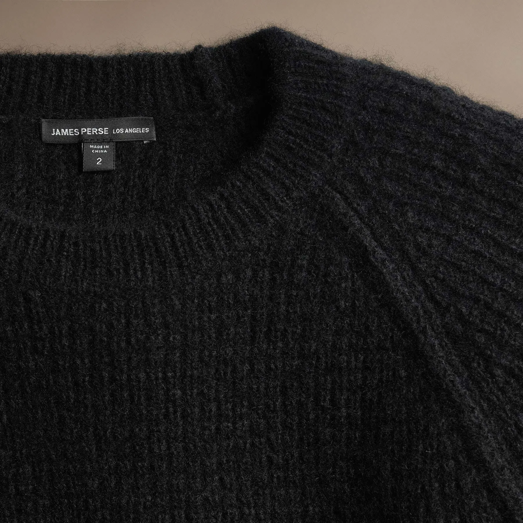 Cashmere Knit Raglan Crew - True Black