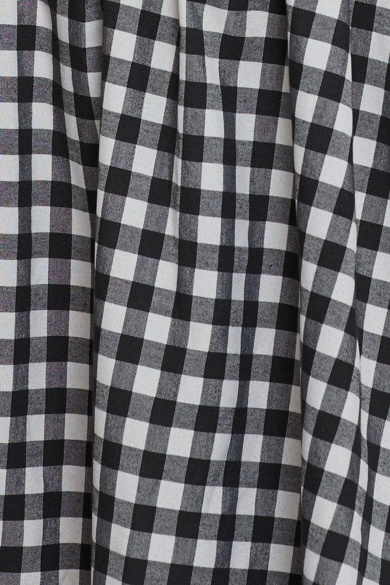 Check Crop Top One Shoulder Linen