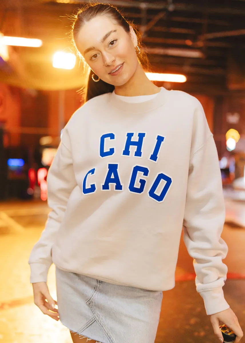 Chicago Varsity Sweatshirt - Ivory & Blue