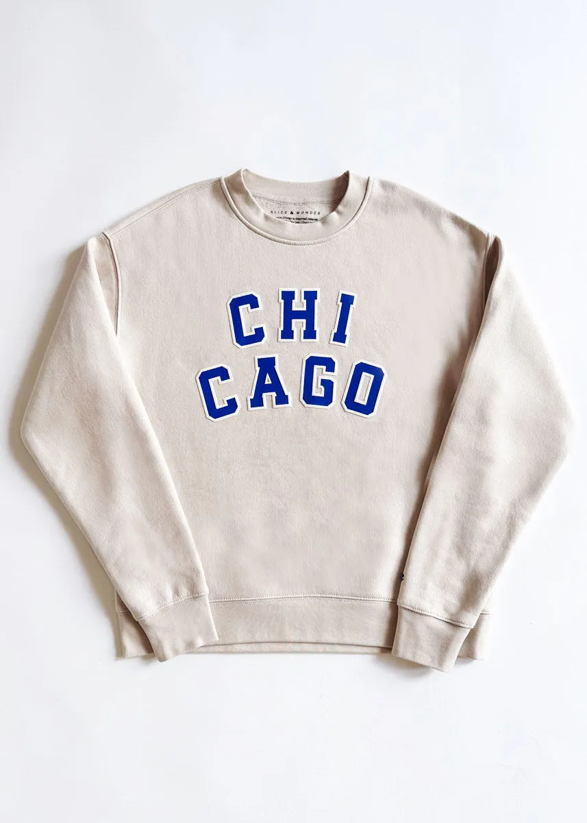 Chicago Varsity Sweatshirt - Ivory & Blue
