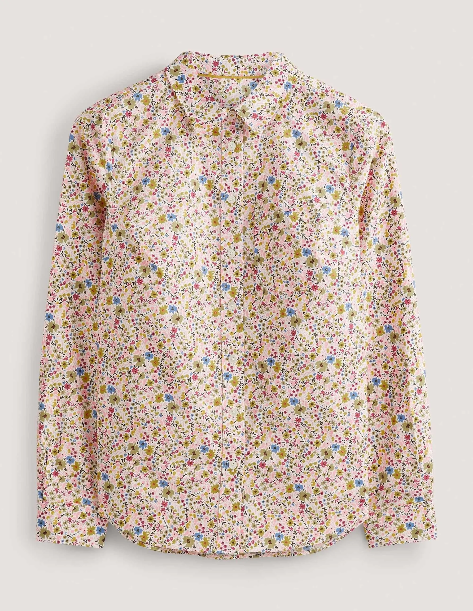Classic Cotton Shirt-Ivory. Abstract Ditsy