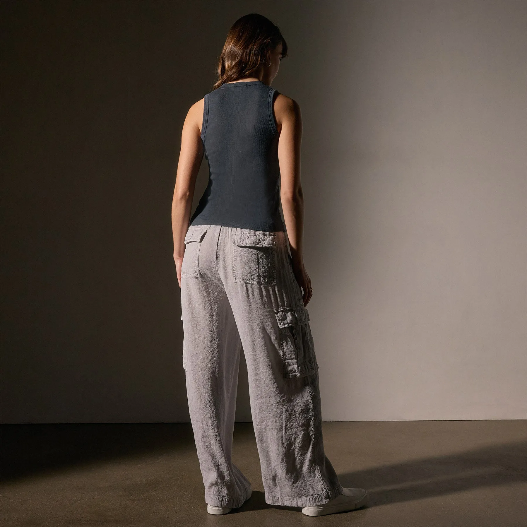 Cotton Cashmere Rib Shell Top - Asphalt