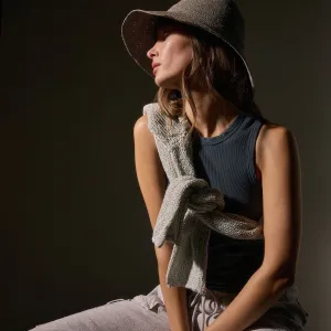 Cotton Cashmere Rib Shell Top - Asphalt