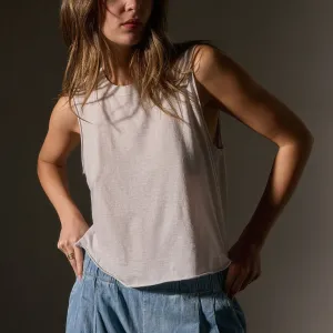 Cotton Linen Silk Shell Top - Light Mist