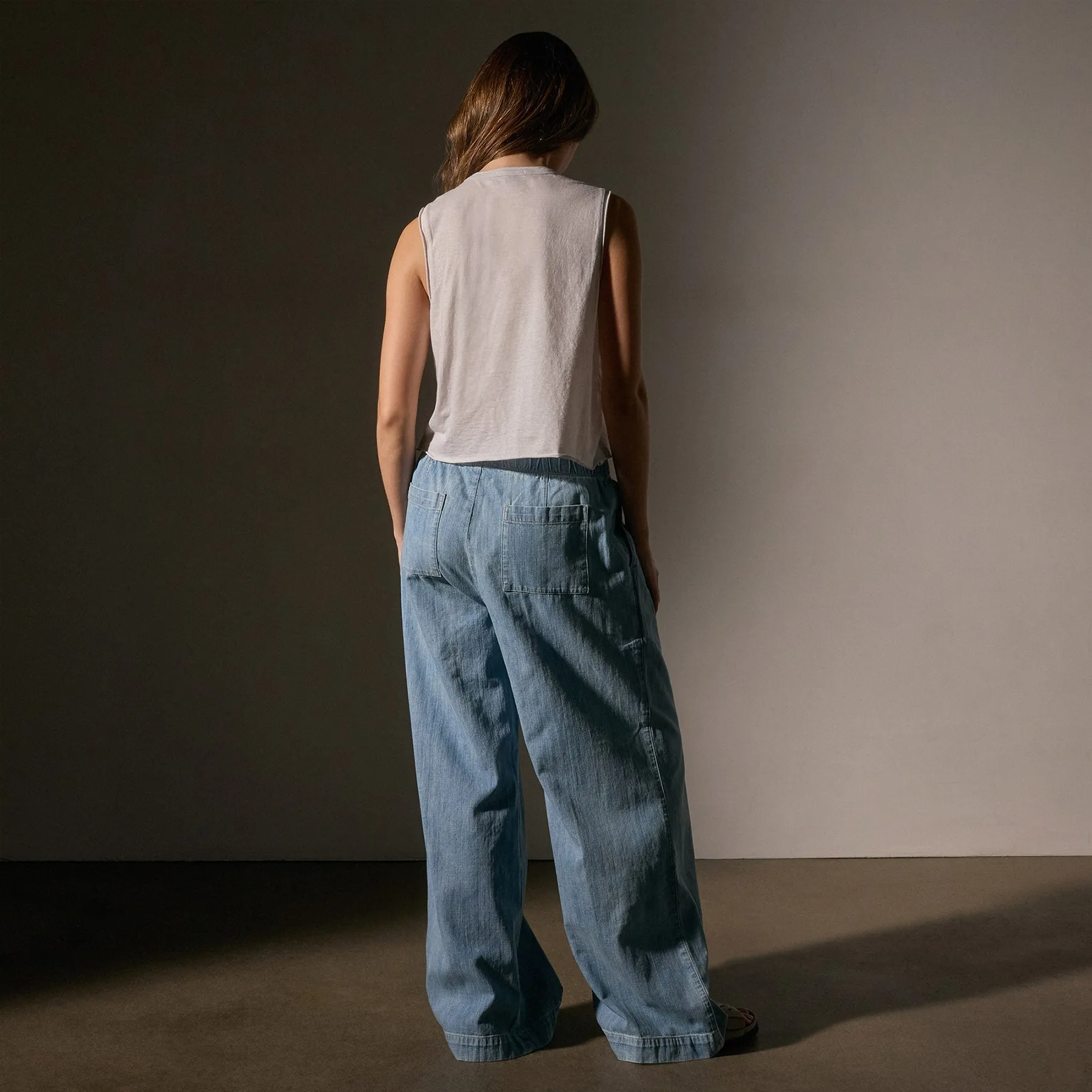 Cotton Linen Silk Shell Top - Light Mist