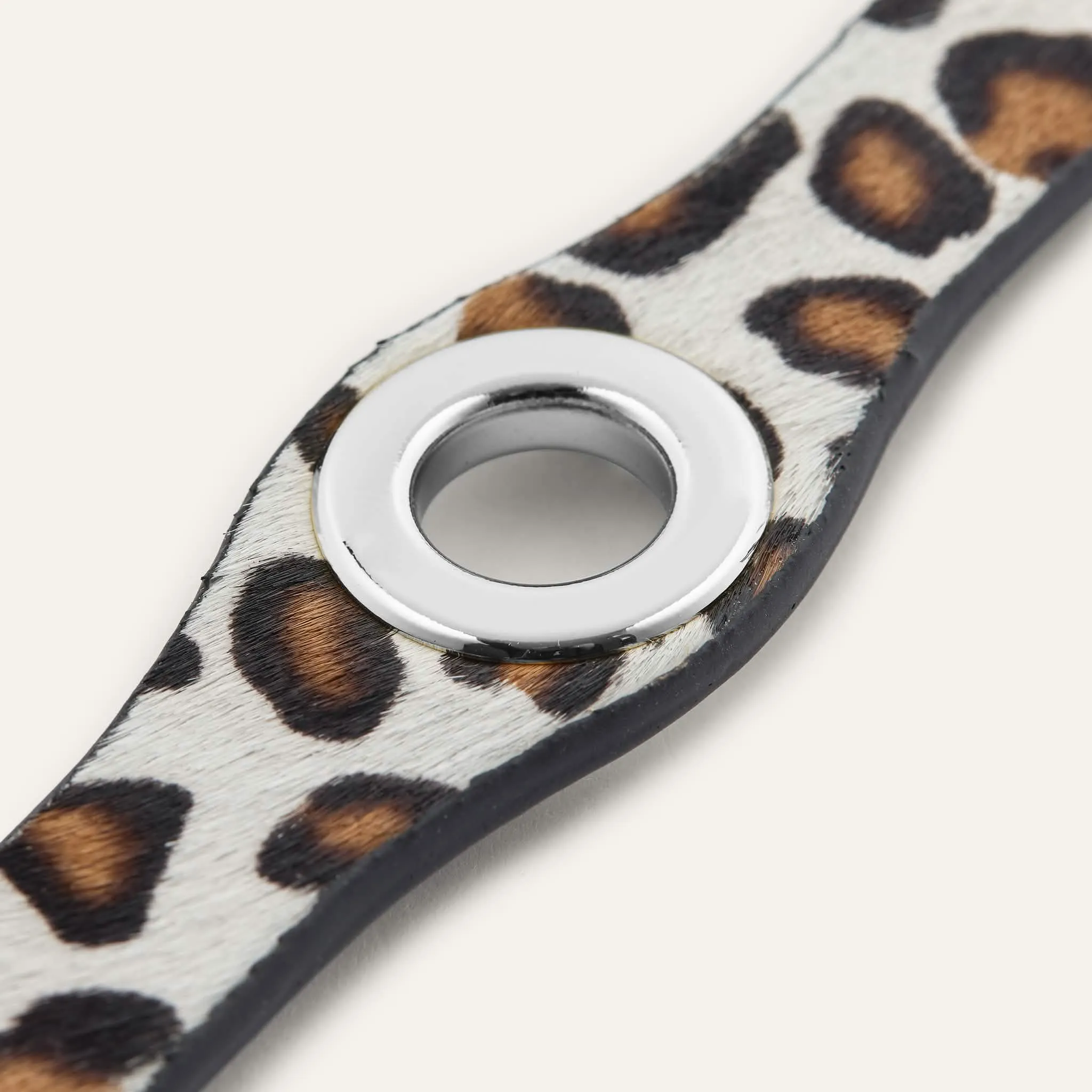 Deco Popper | Leopard Cream with Silver hardware