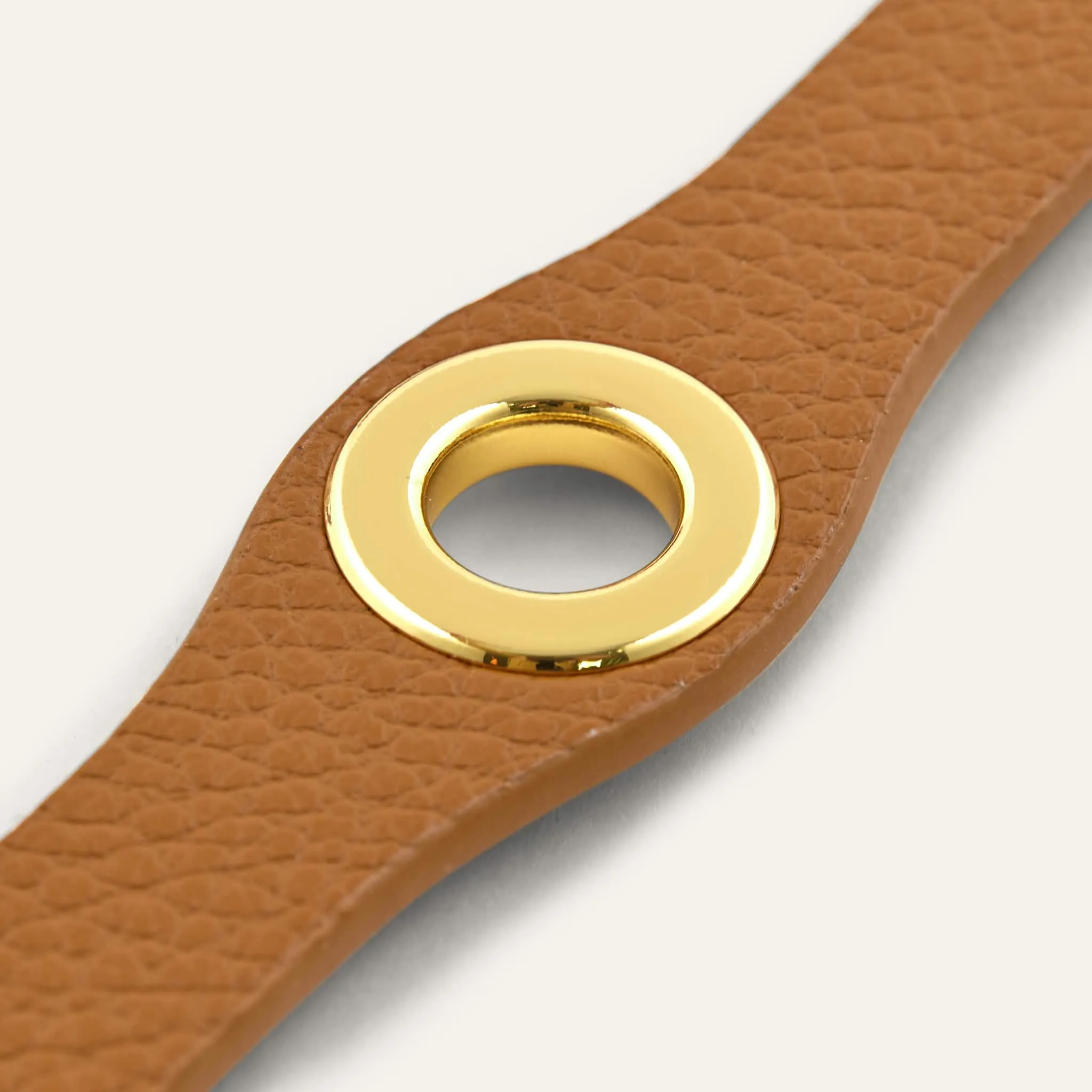 Deco Stud | Tan with Gold hardware