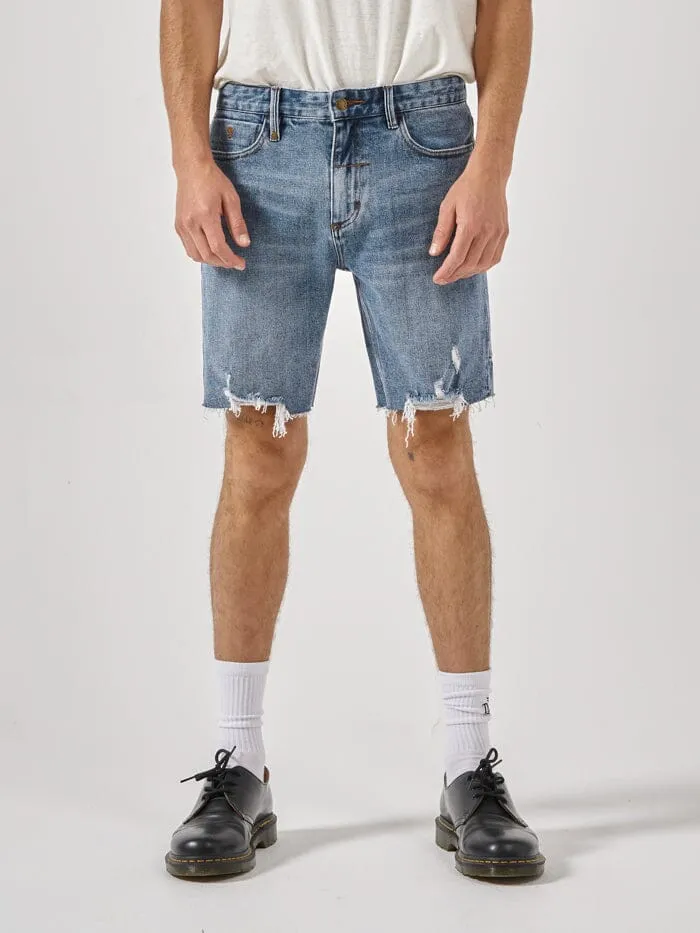 Destroyed Bones Denim Short - Weathered Blue