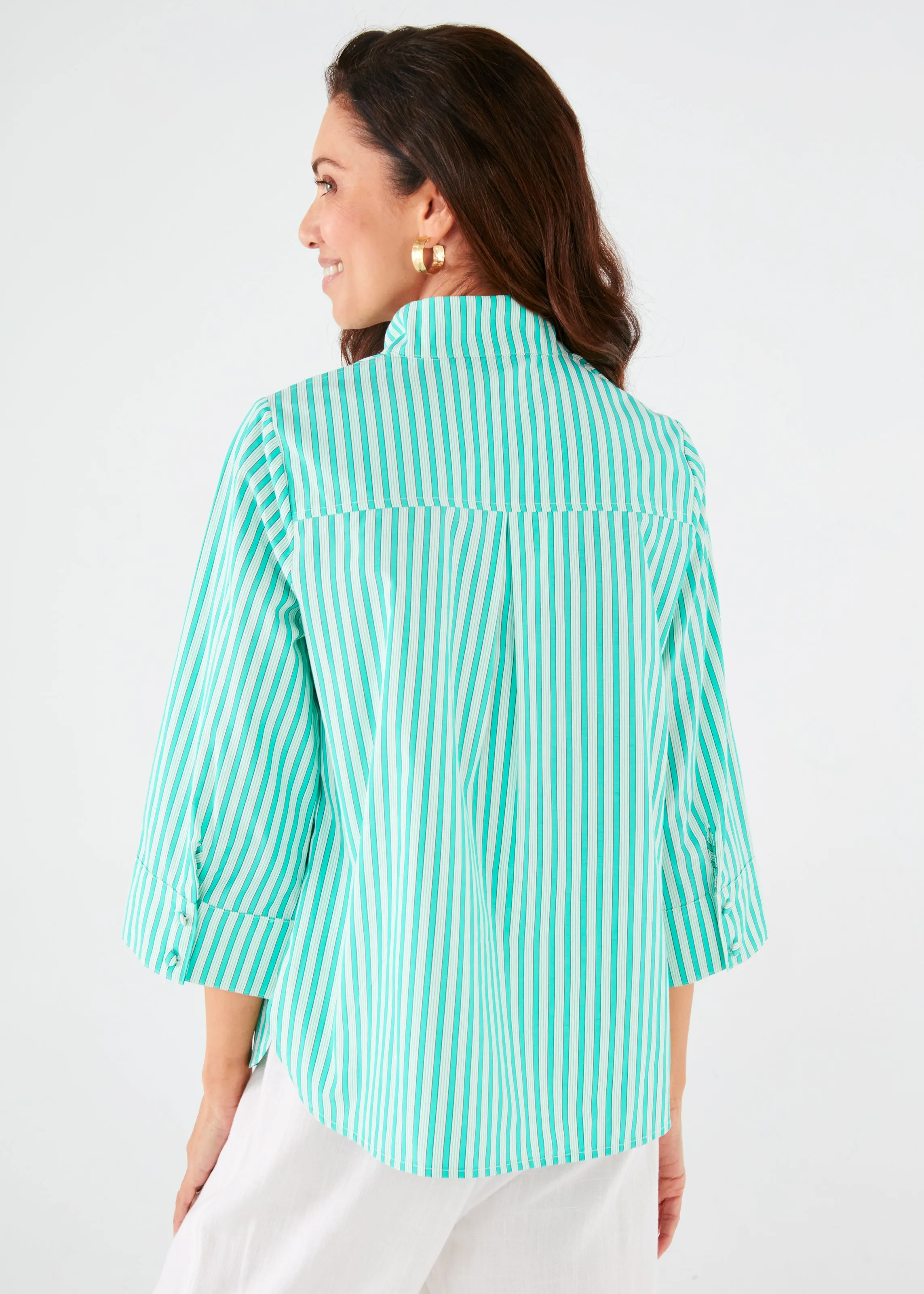 Effie Blouse Turquoise Stripe Cotton