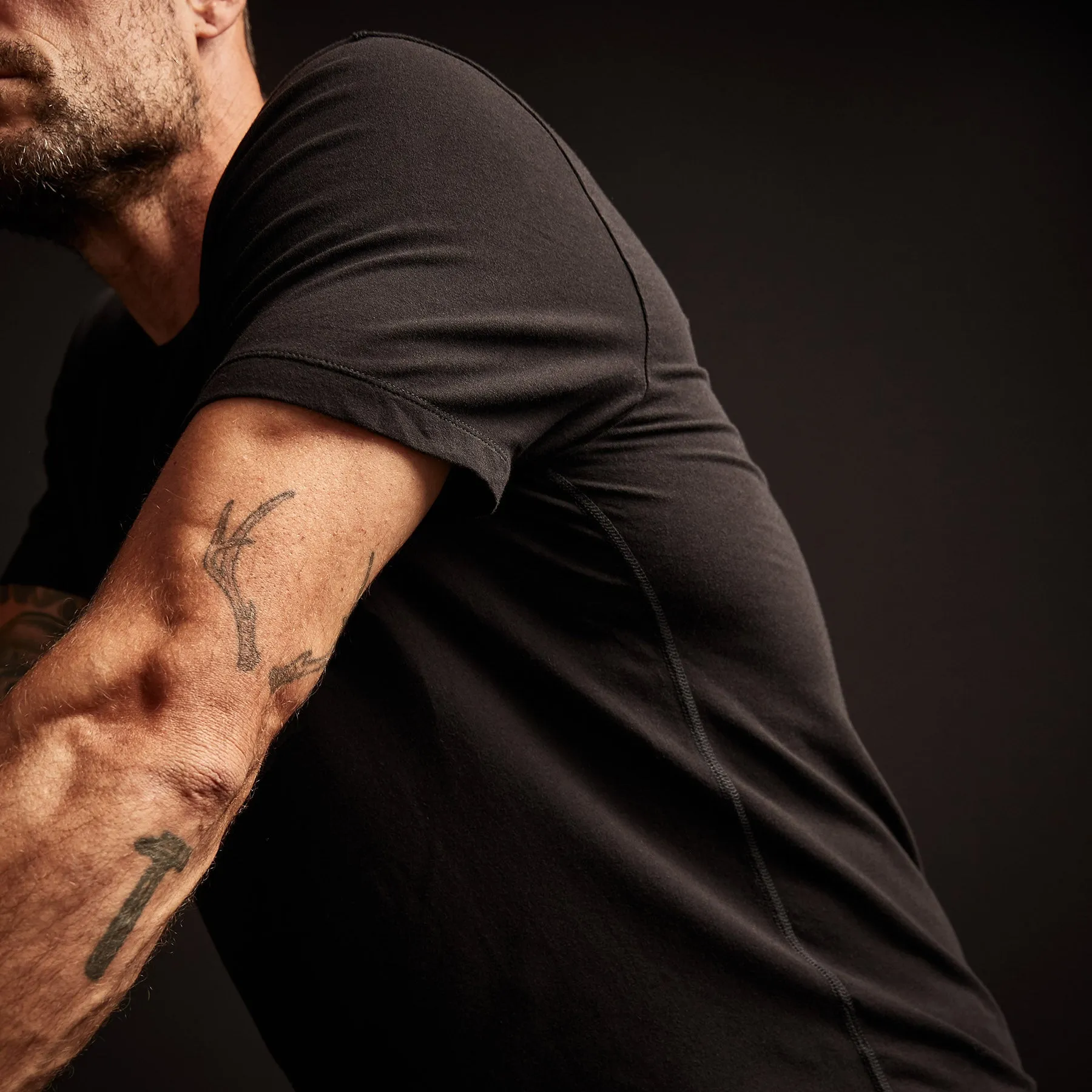 Elevated Lotus Jersey Lounge Tee - Black