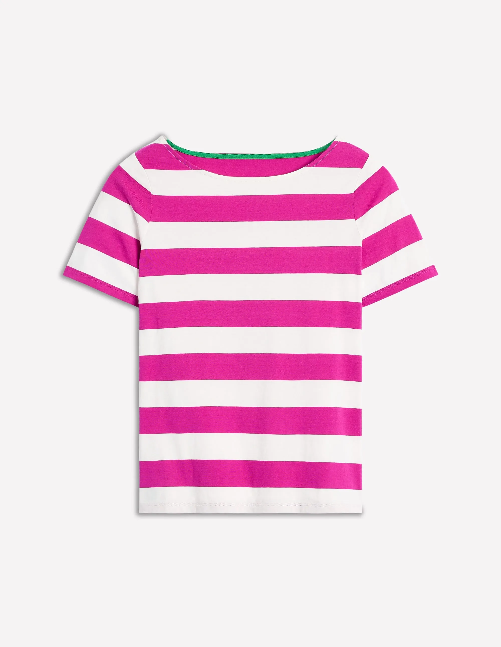 Ella Short Sleeve Breton-Ivory. Festival Fuchsia