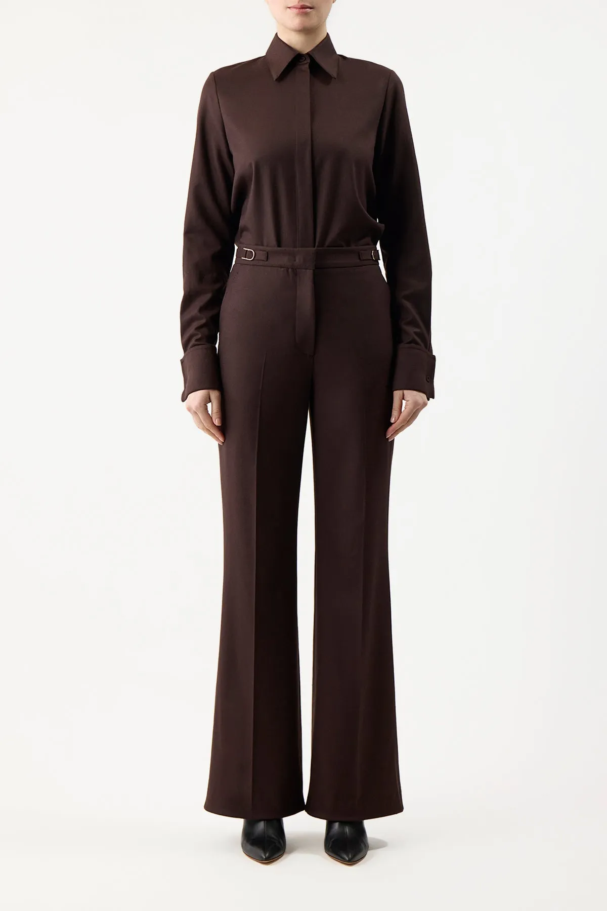 Etlin Shirt in Chocolate Superfine Wool