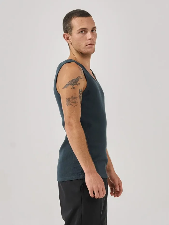 Existencial Waffle Singlet - Jasper Green