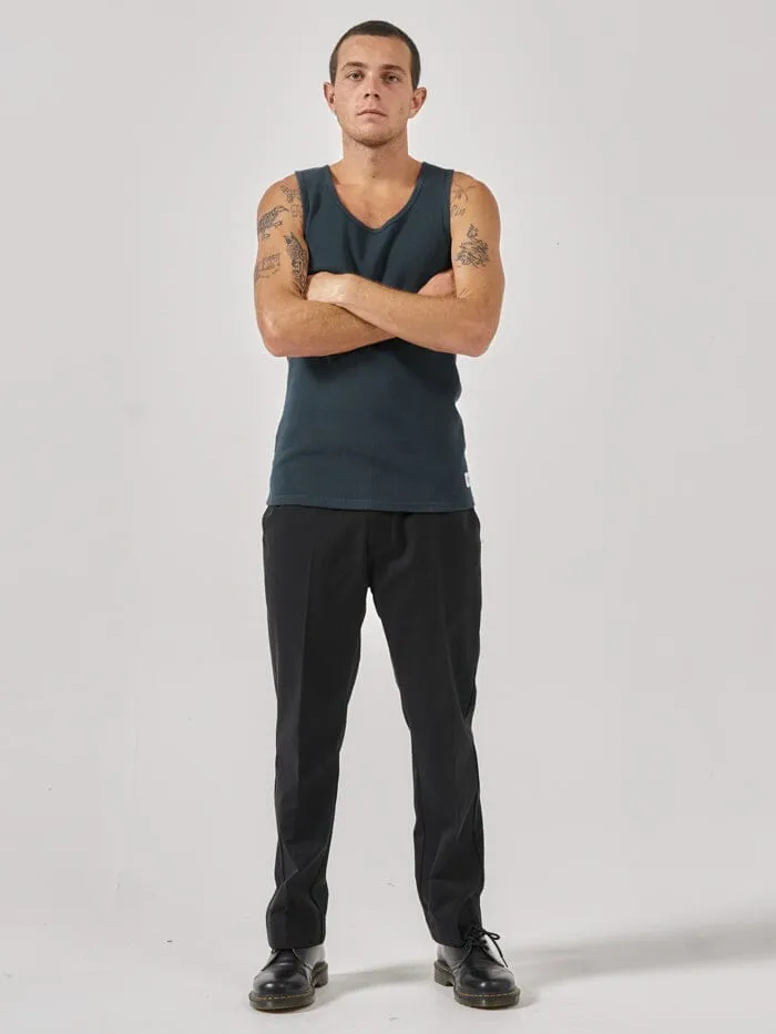 Existencial Waffle Singlet - Jasper Green