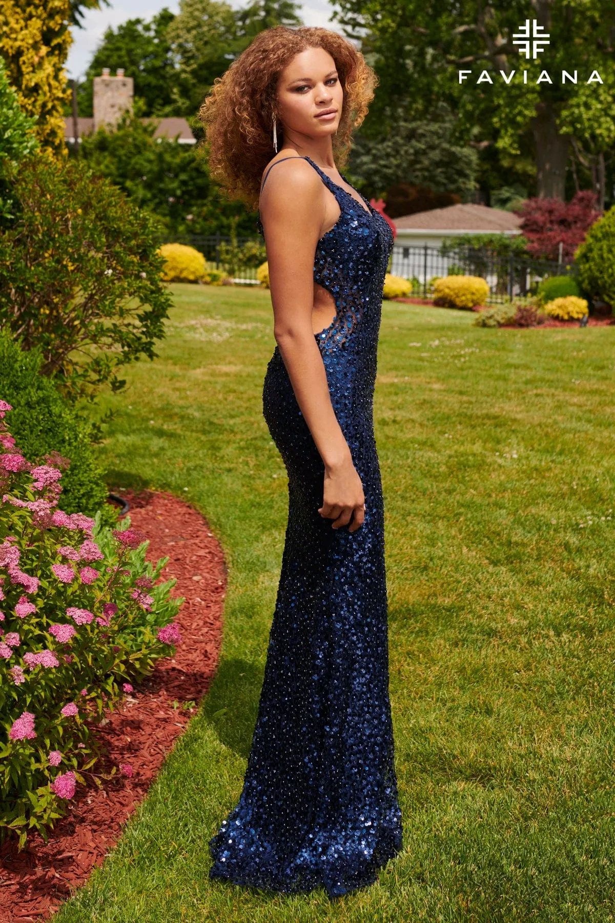 Faviana 11032 Sequin Long Formal Fitted Prom Dress