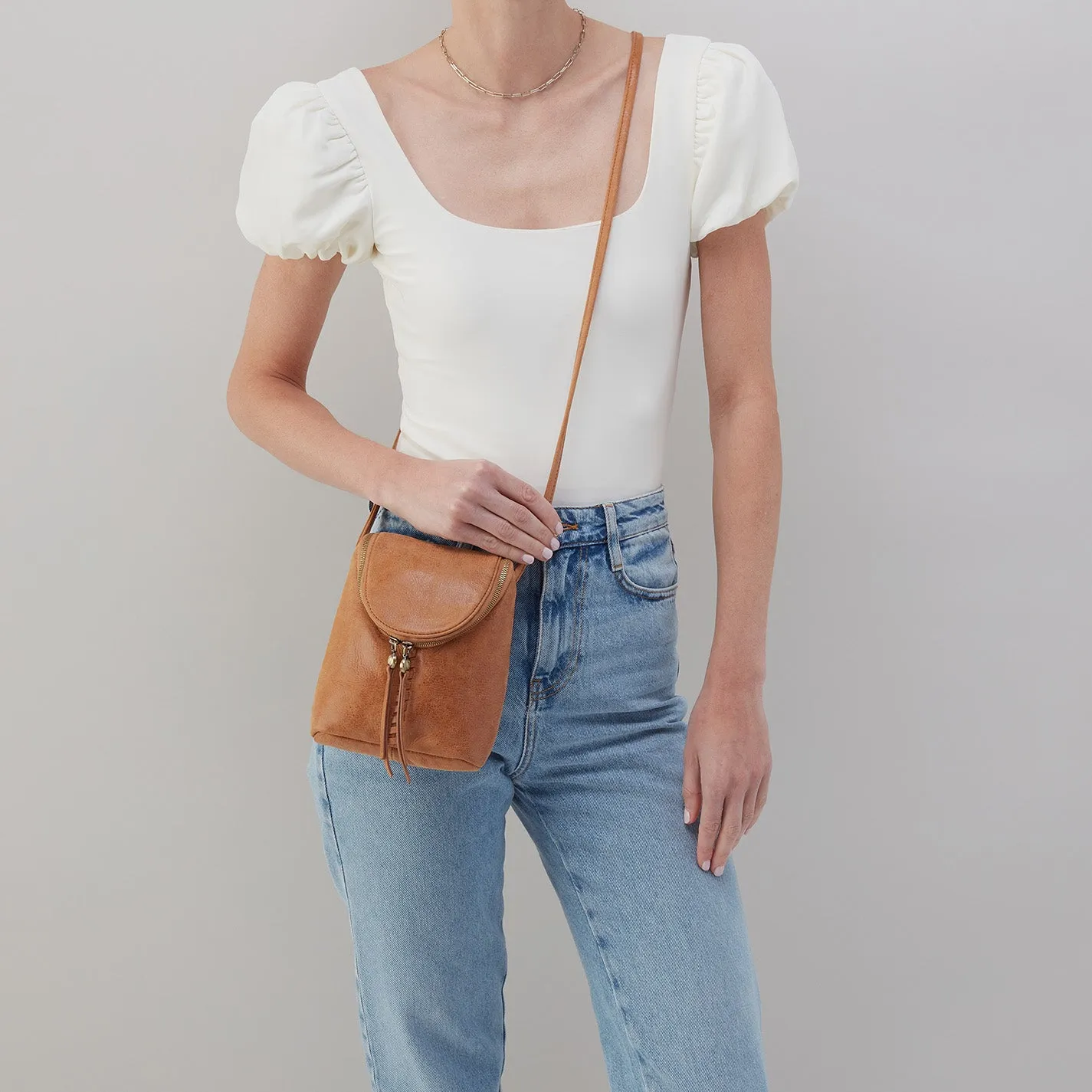 Fern Crossbody In Buffed Leather - Whiskey