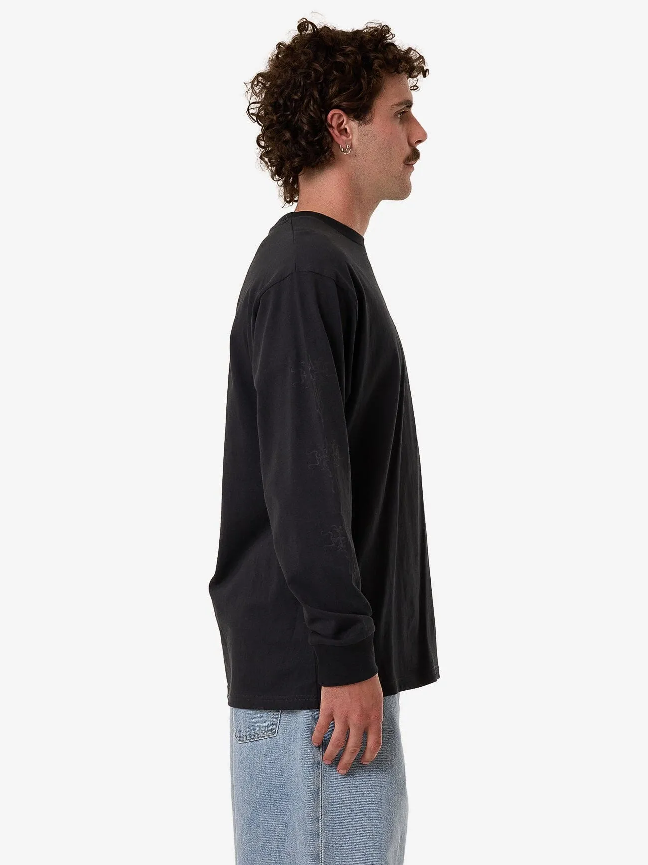 Filter Oversize Fit Long Sleeve Tee - Faded Black