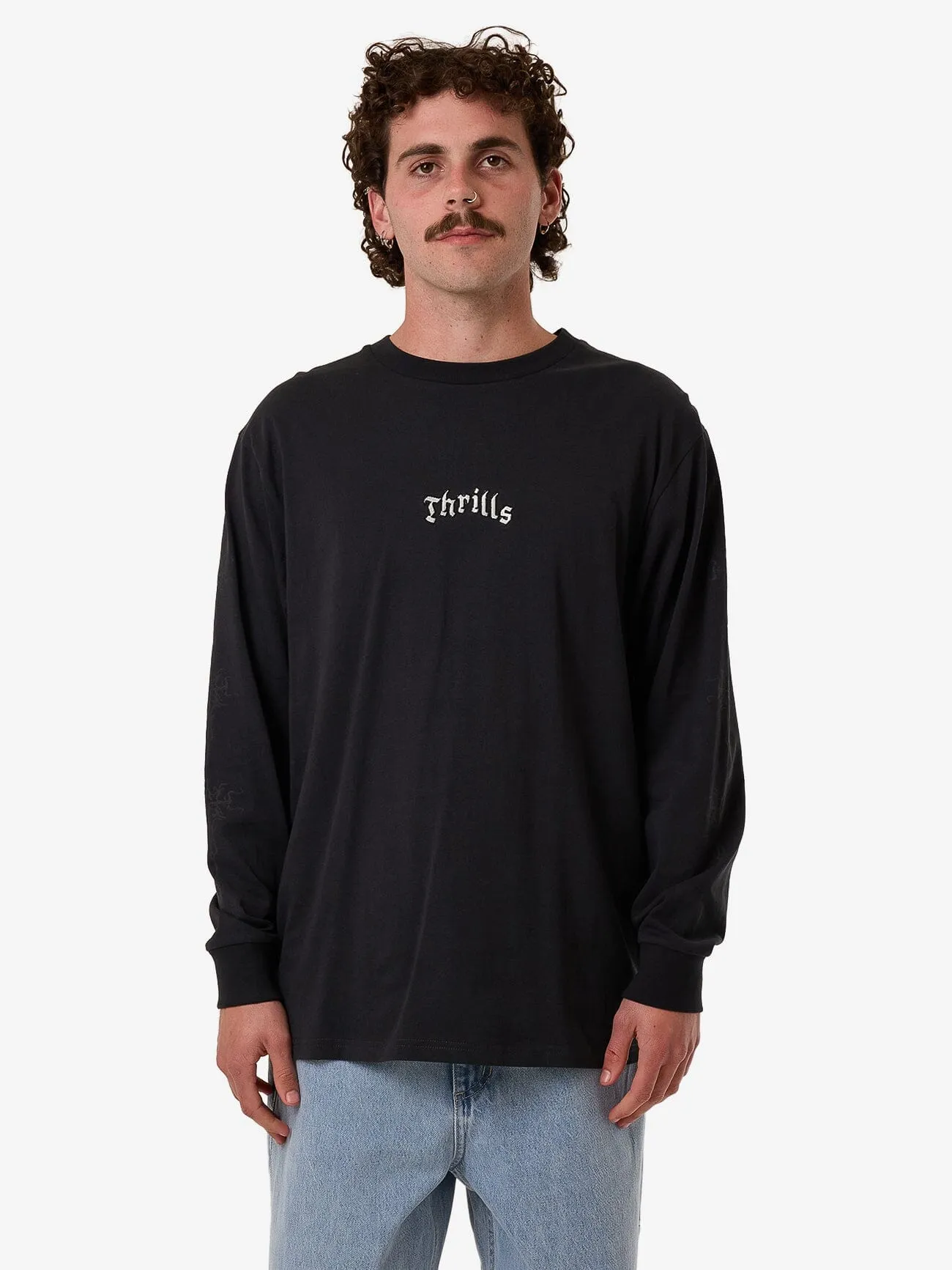 Filter Oversize Fit Long Sleeve Tee - Faded Black