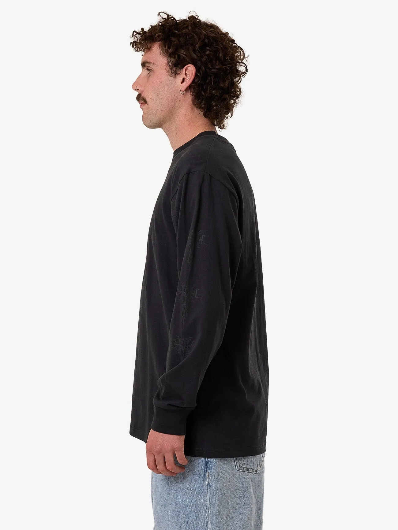 Filter Oversize Fit Long Sleeve Tee - Faded Black