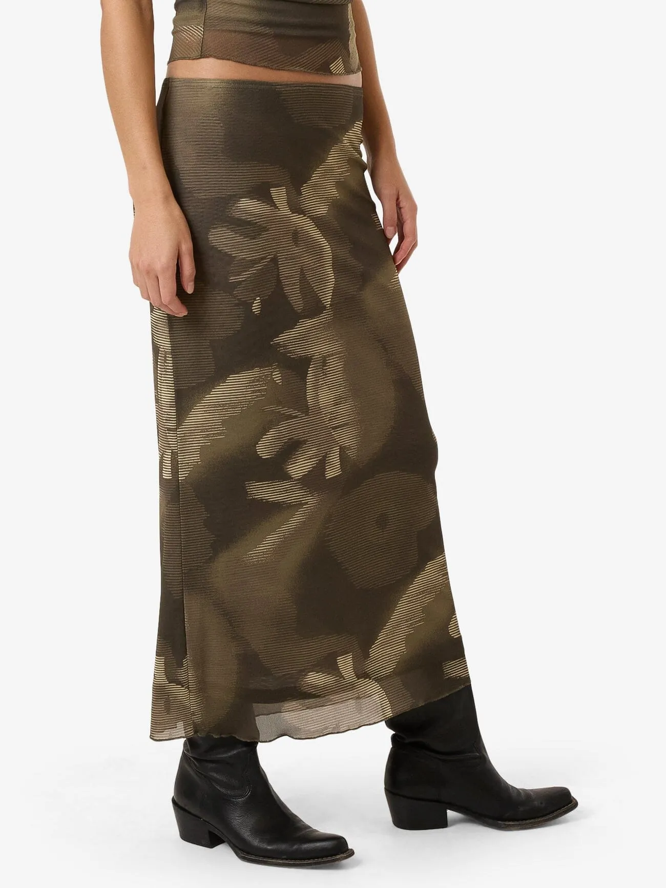 Flora Haze Mesh Skirt - Brindle