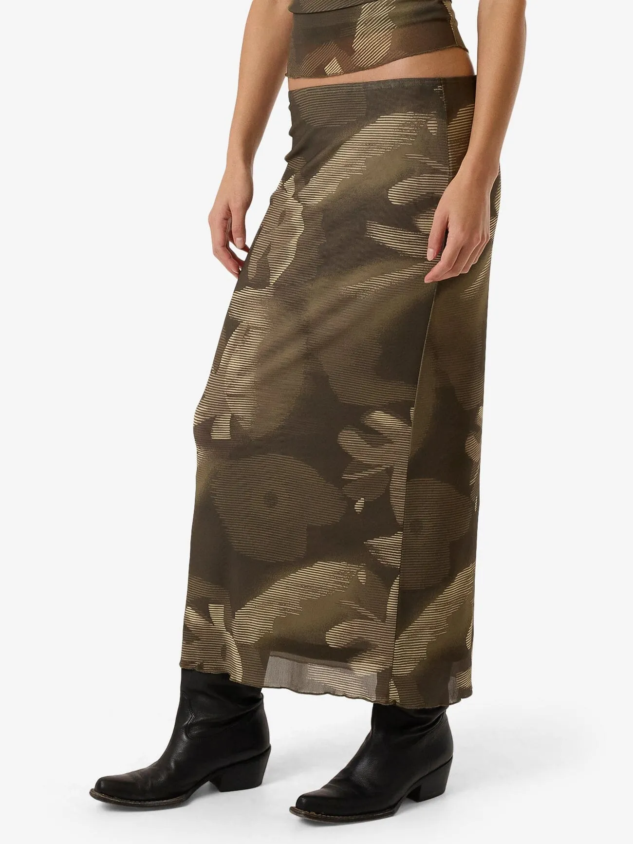 Flora Haze Mesh Skirt - Brindle