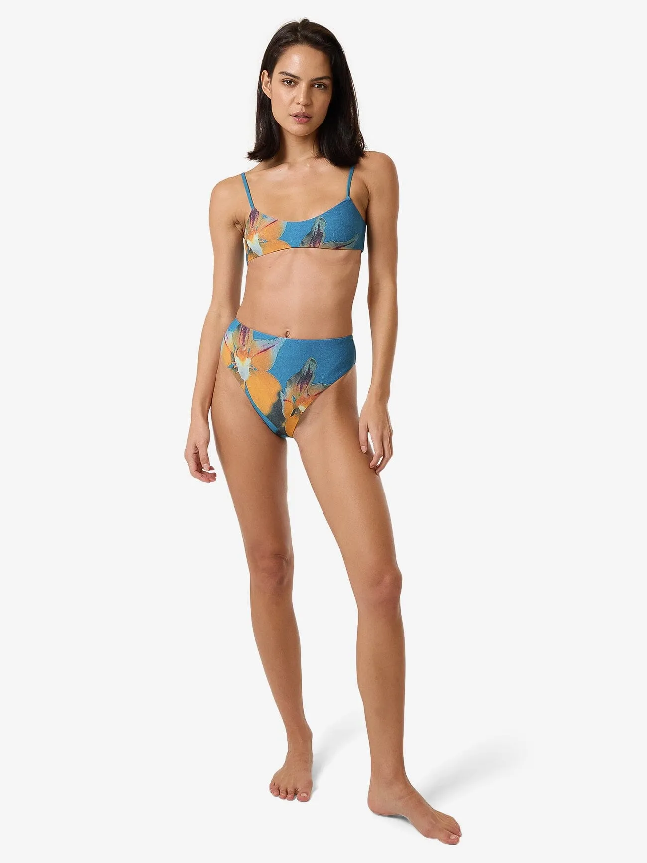 Flower Society Crop Bikini Top - Stella Blue