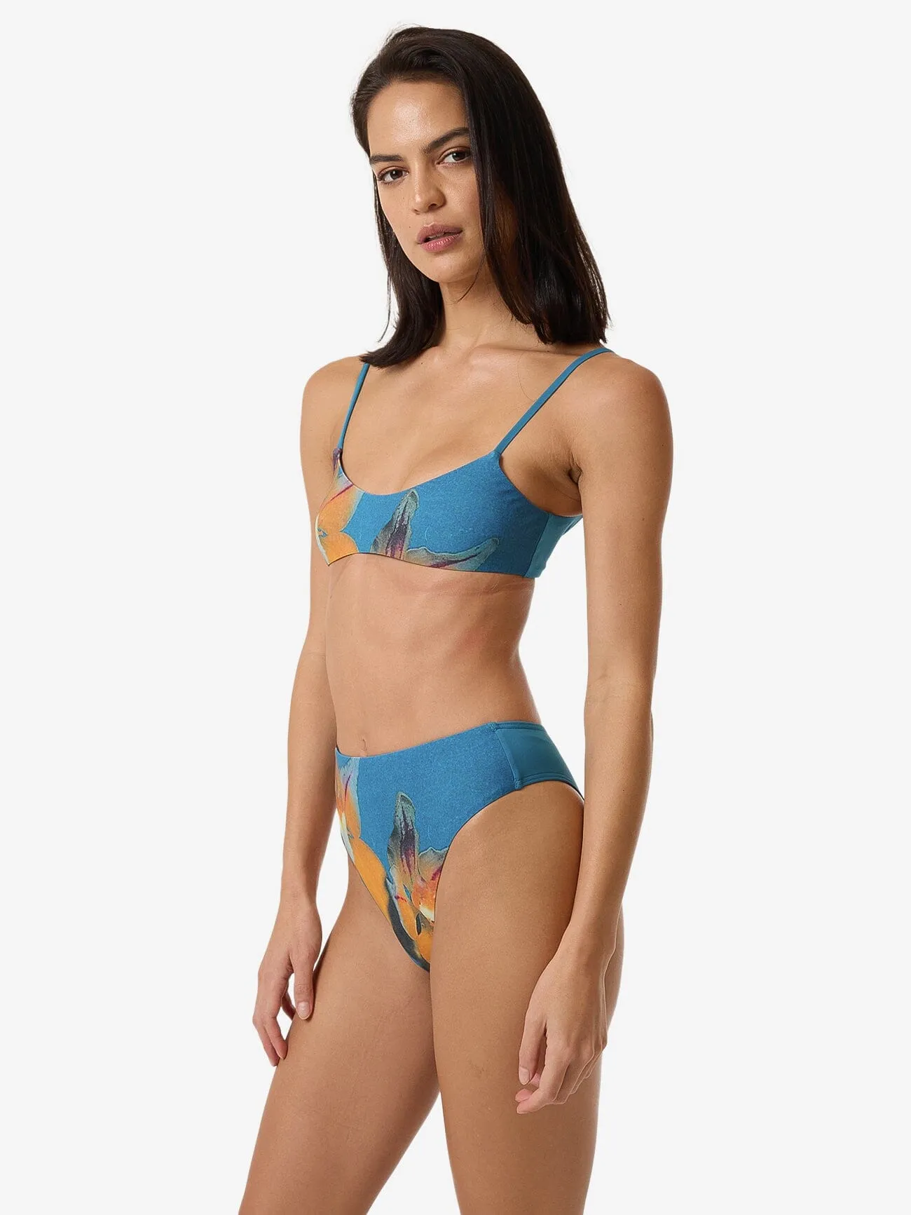 Flower Society Crop Bikini Top - Stella Blue