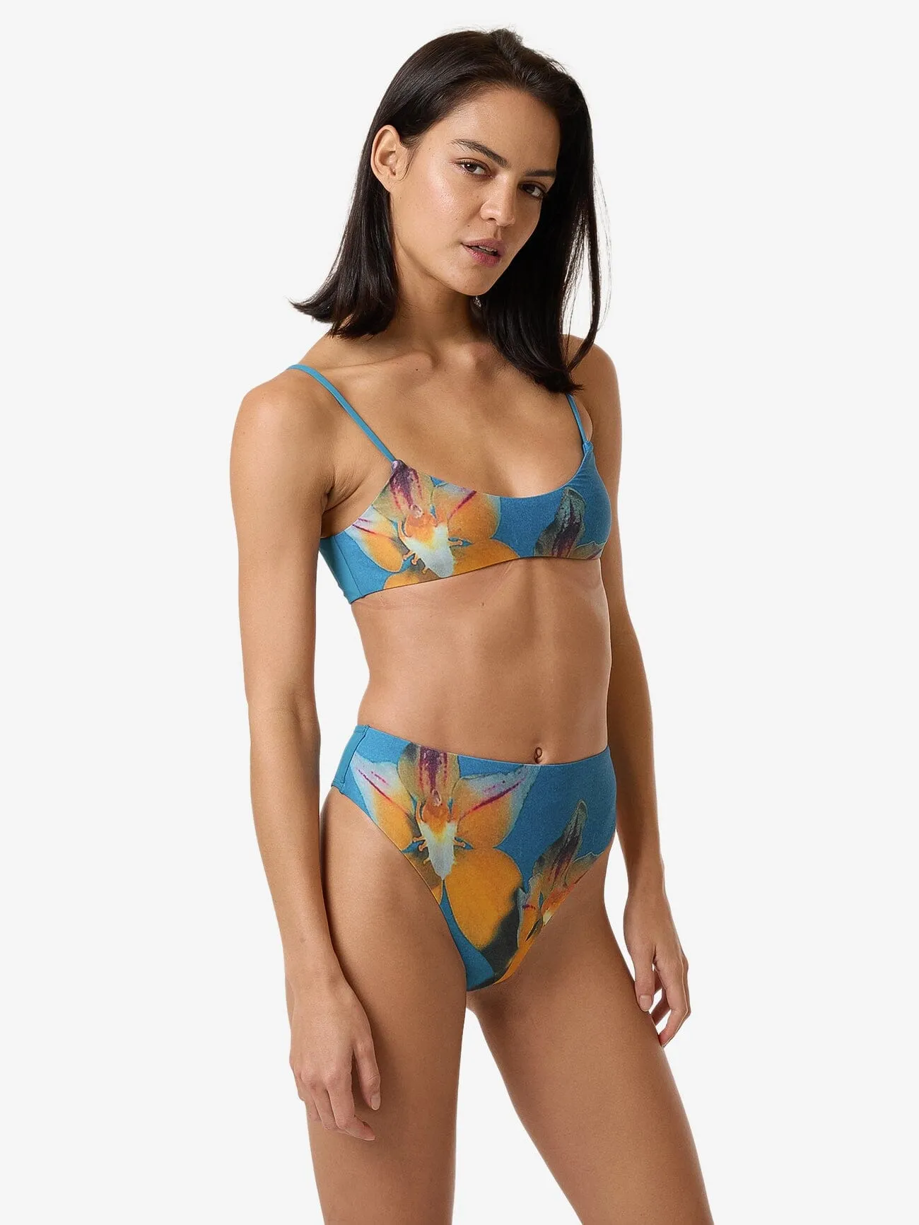 Flower Society Crop Bikini Top - Stella Blue