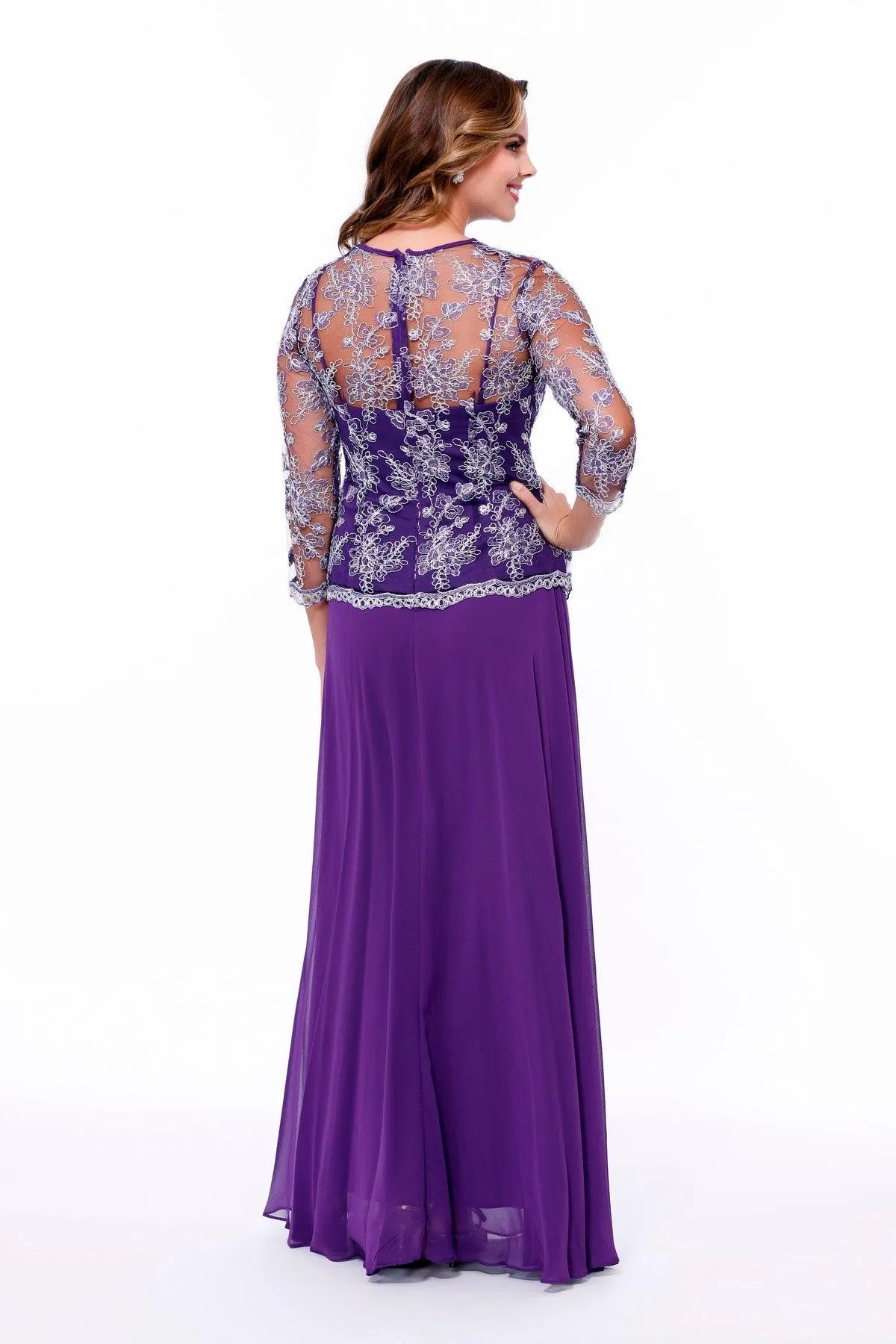 Formal Long Sleeve Mother of the Bride Dress Mocha