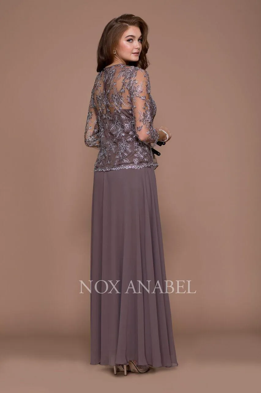 Formal Long Sleeve Mother of the Bride Dress Mocha