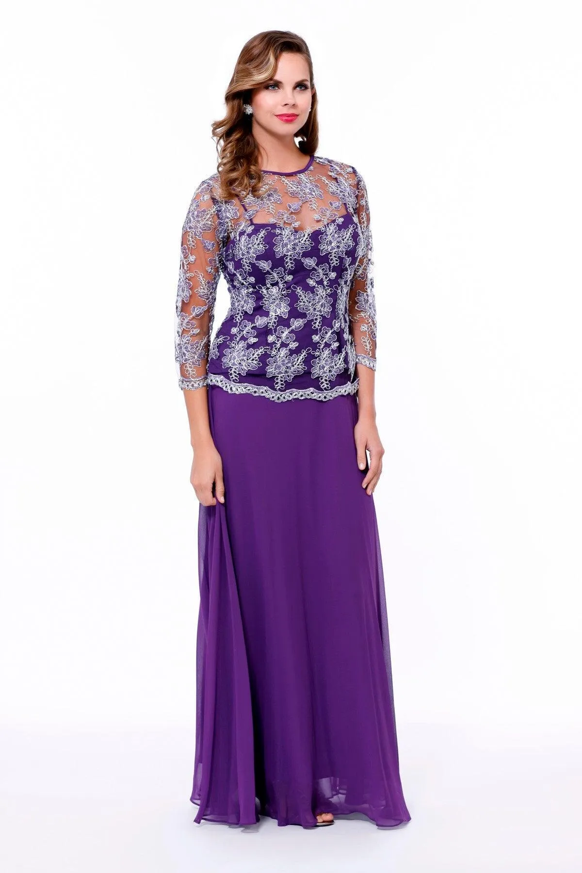 Formal Long Sleeve Mother of the Bride Dress Mocha