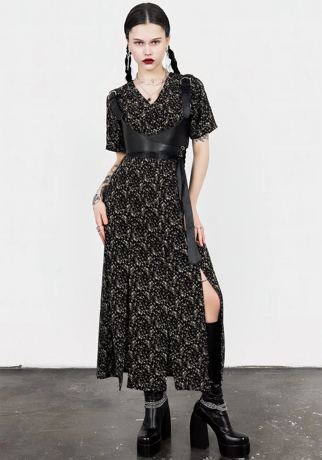 Gardenia Print Button Down Midaxi Dress