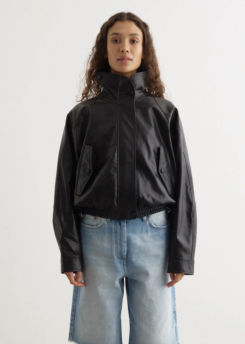 Glossy Leather Short Jacket