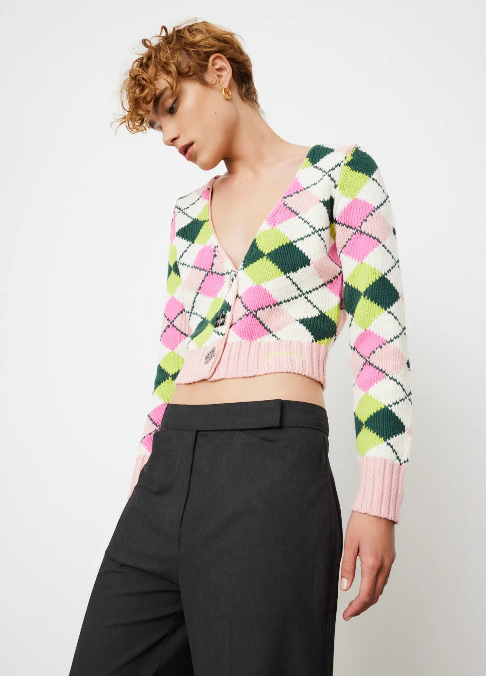 Graphic V-Neck Cardigan