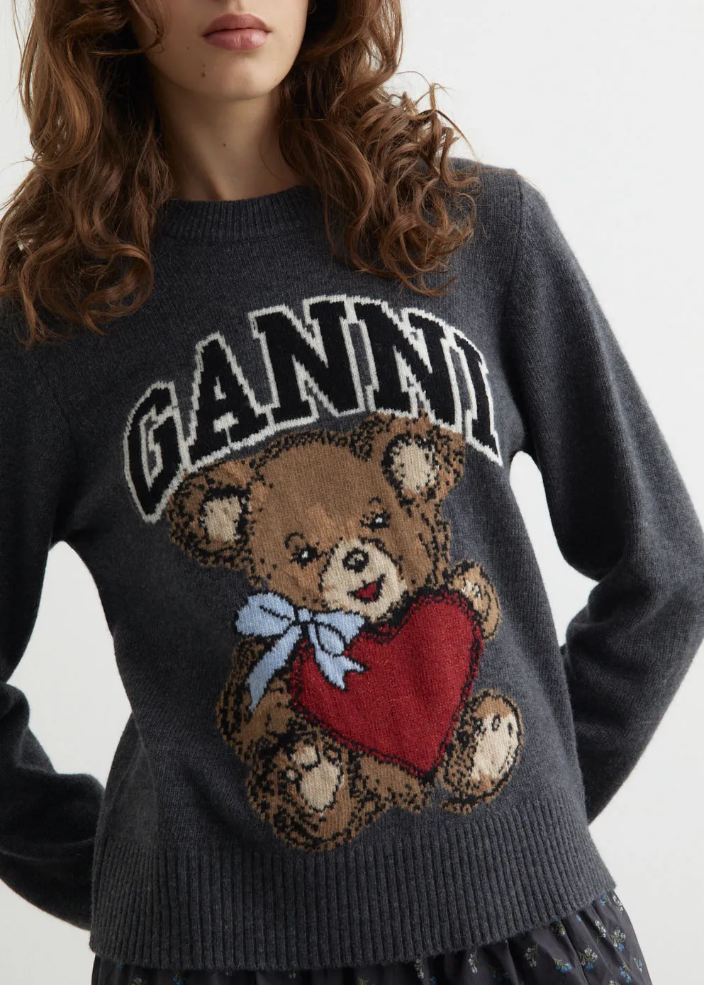 Graphic Wool Mix Bear Crewneck