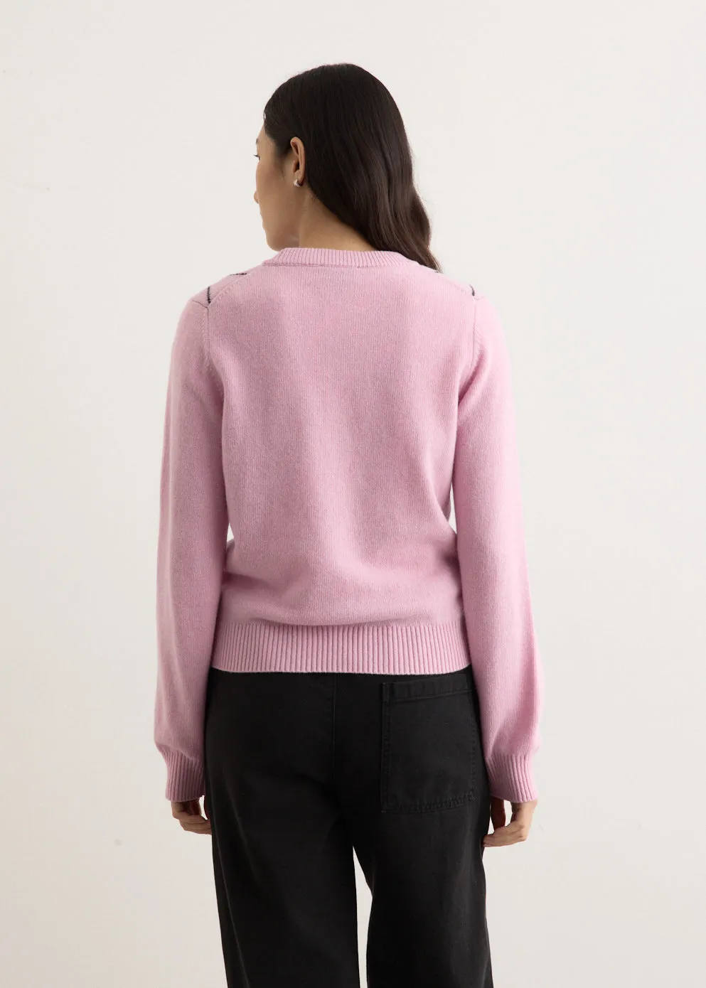 Graphic Wool Mix Bow Crewneck