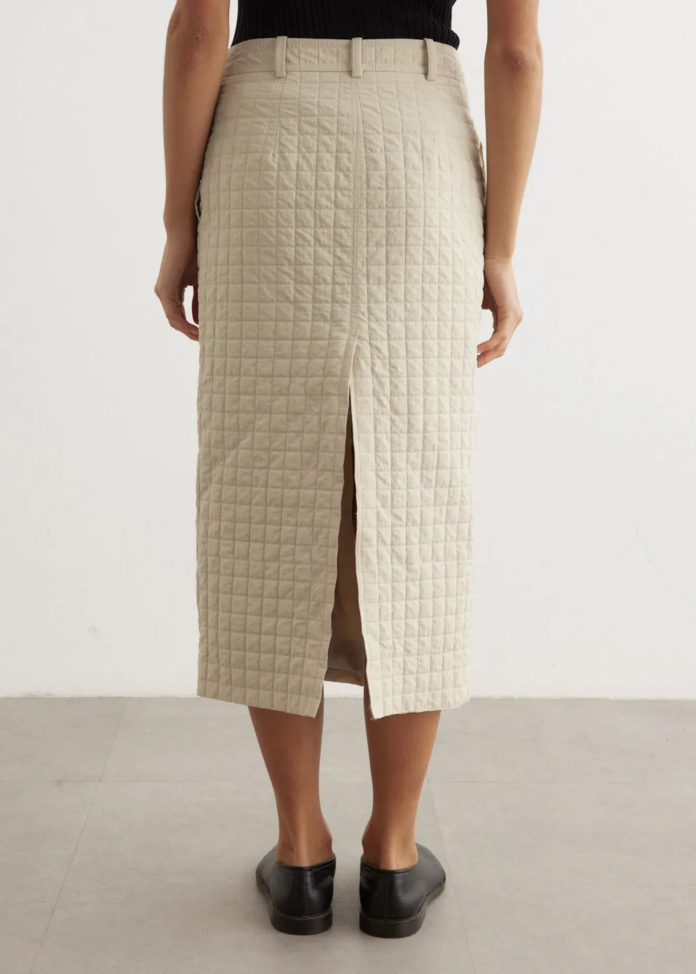 Grid Wrinkle H-Line Skirt
