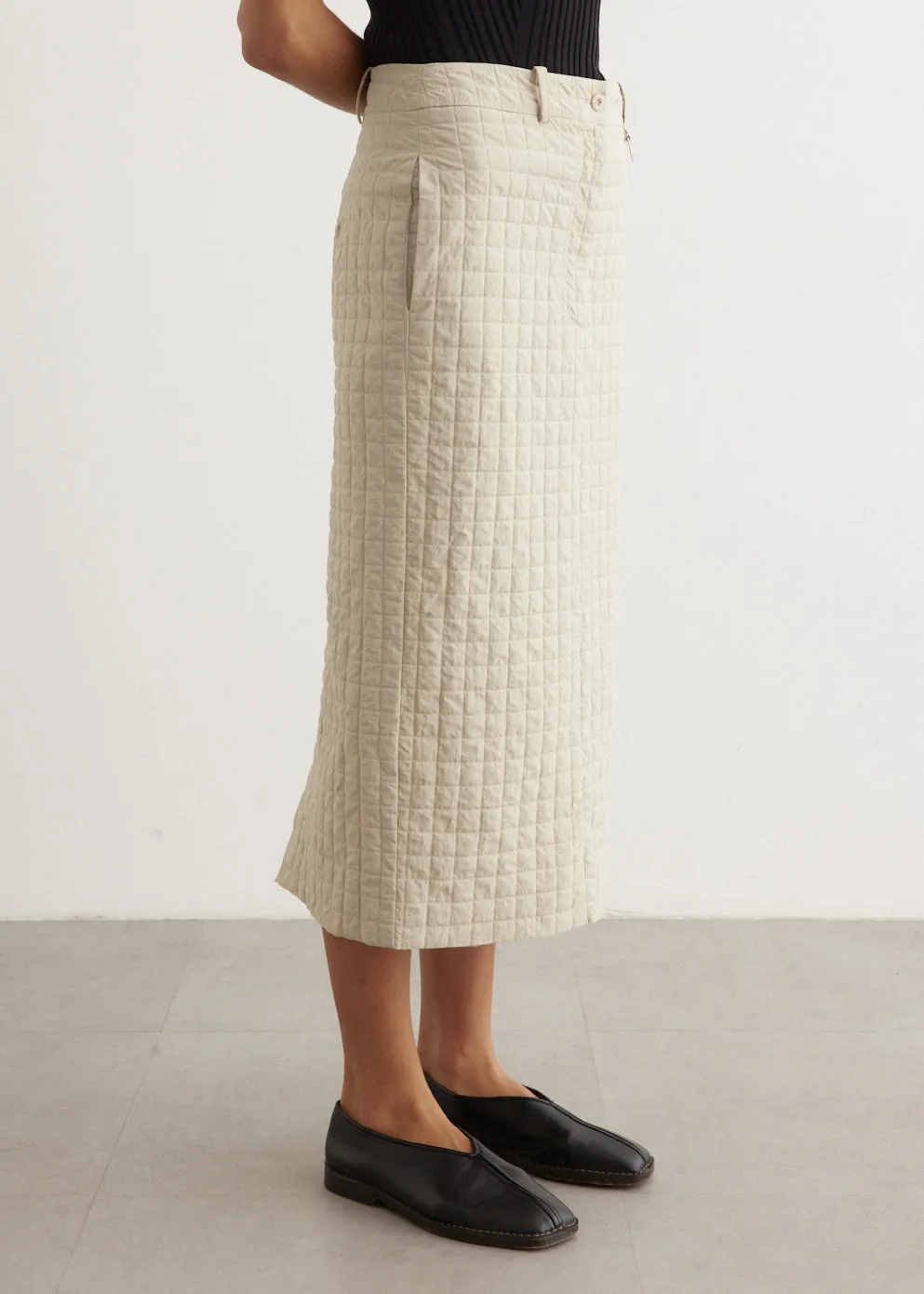 Grid Wrinkle H-Line Skirt