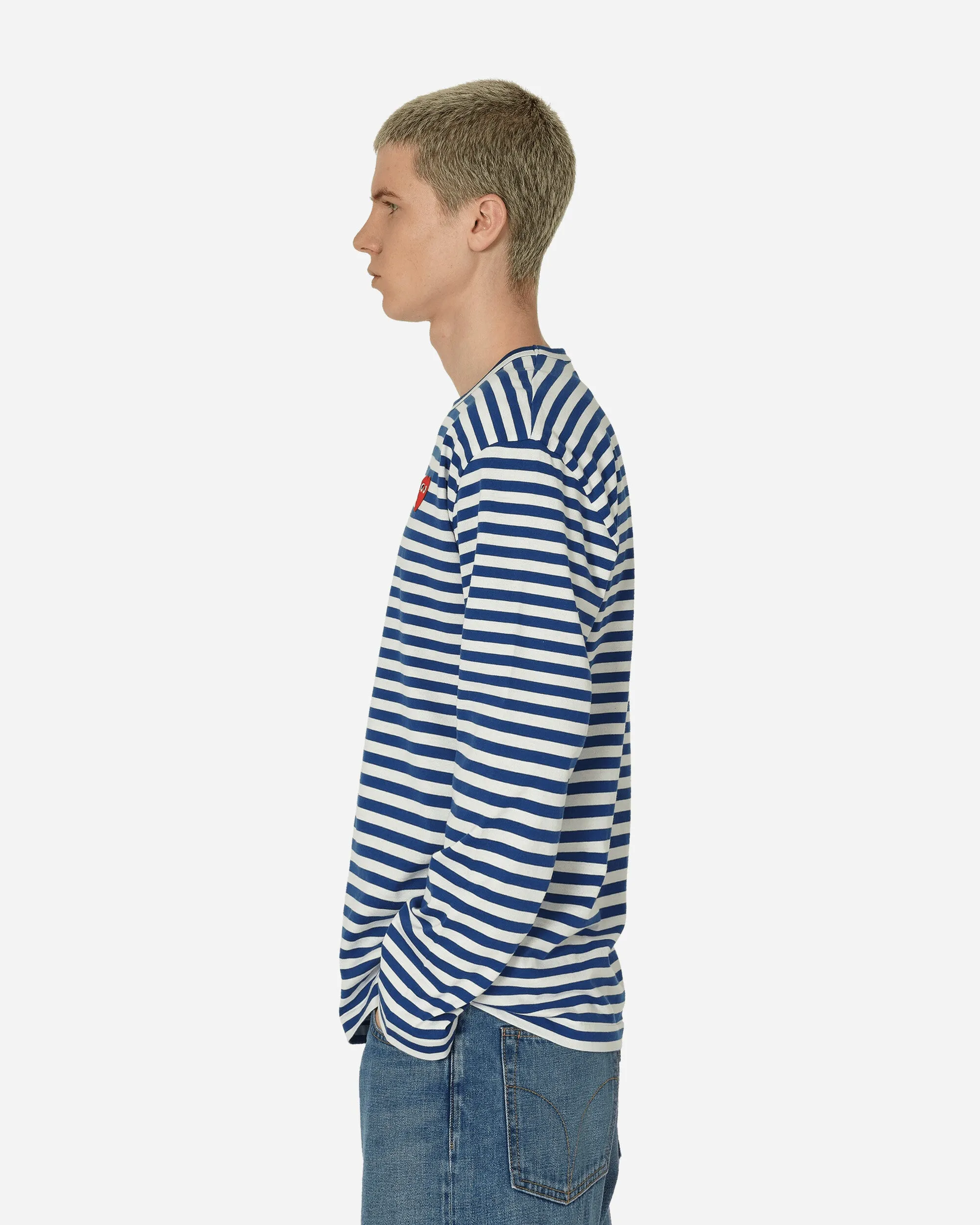 Heart Striped Longsleeve T-Shirt Navy