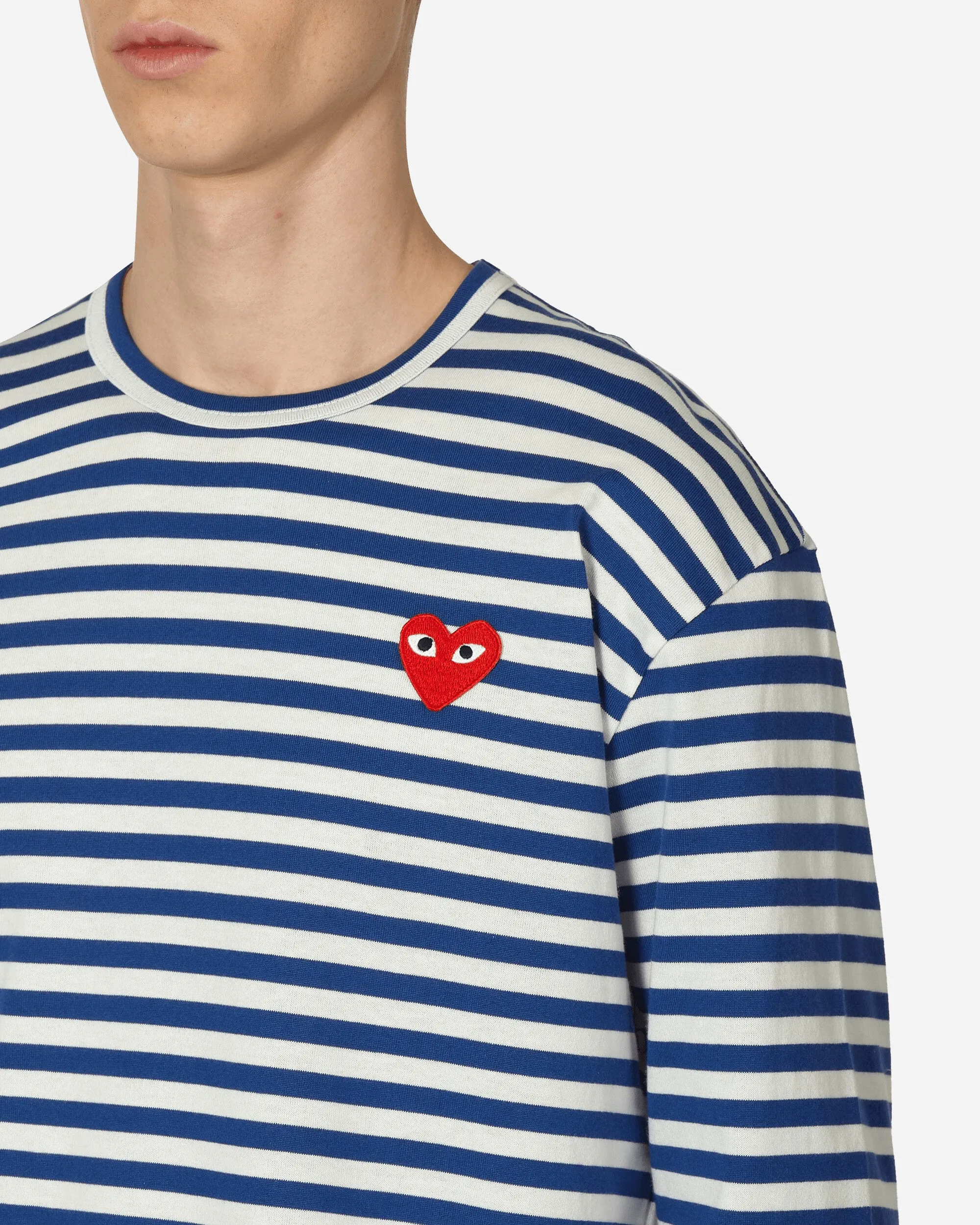 Heart Striped Longsleeve T-Shirt Navy
