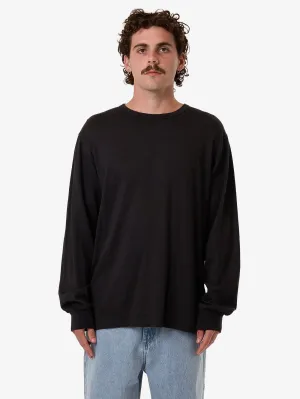 Hemp Thrills Embro Merch Fit Long Sleeve Tee - Black