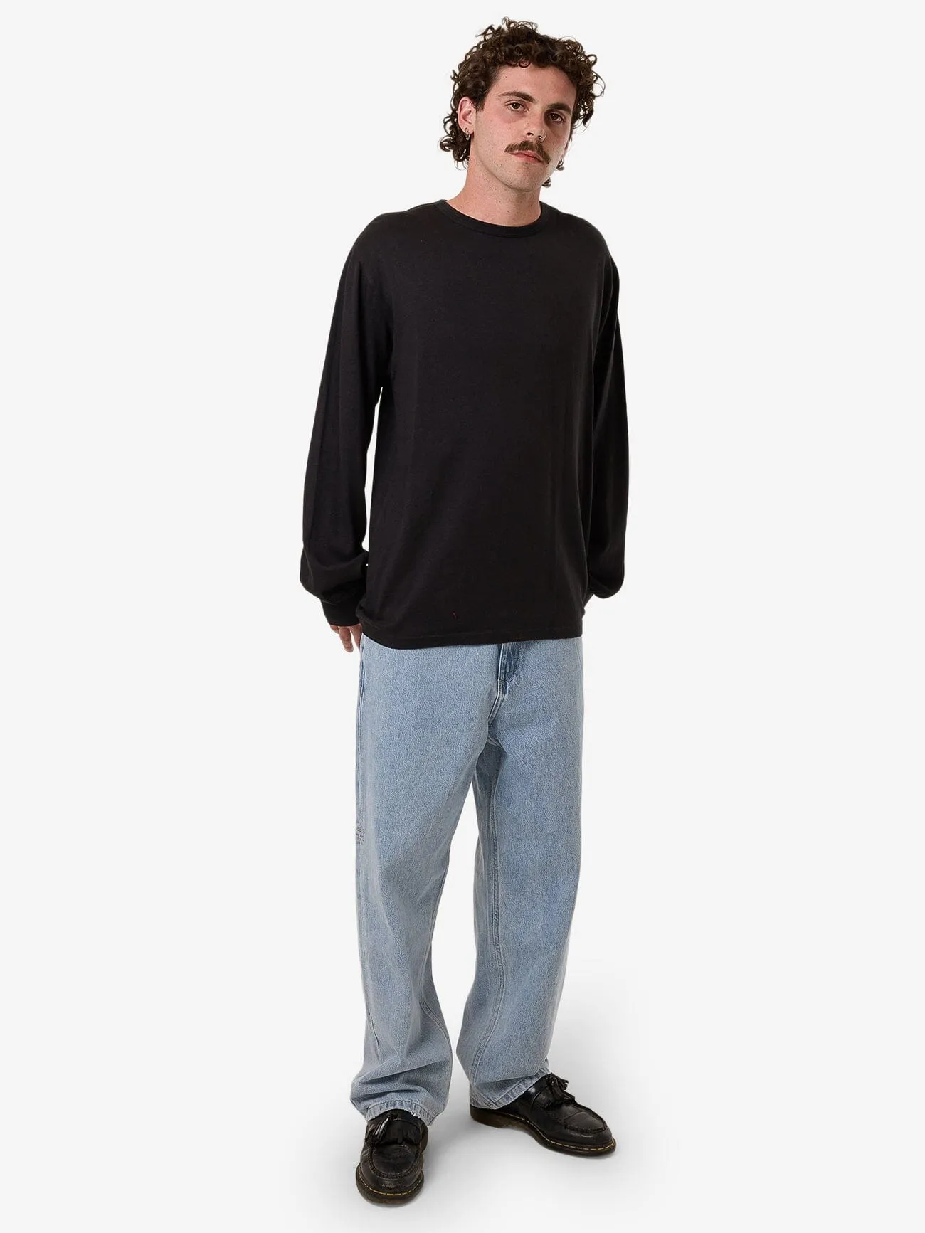 Hemp Thrills Embro Merch Fit Long Sleeve Tee - Black