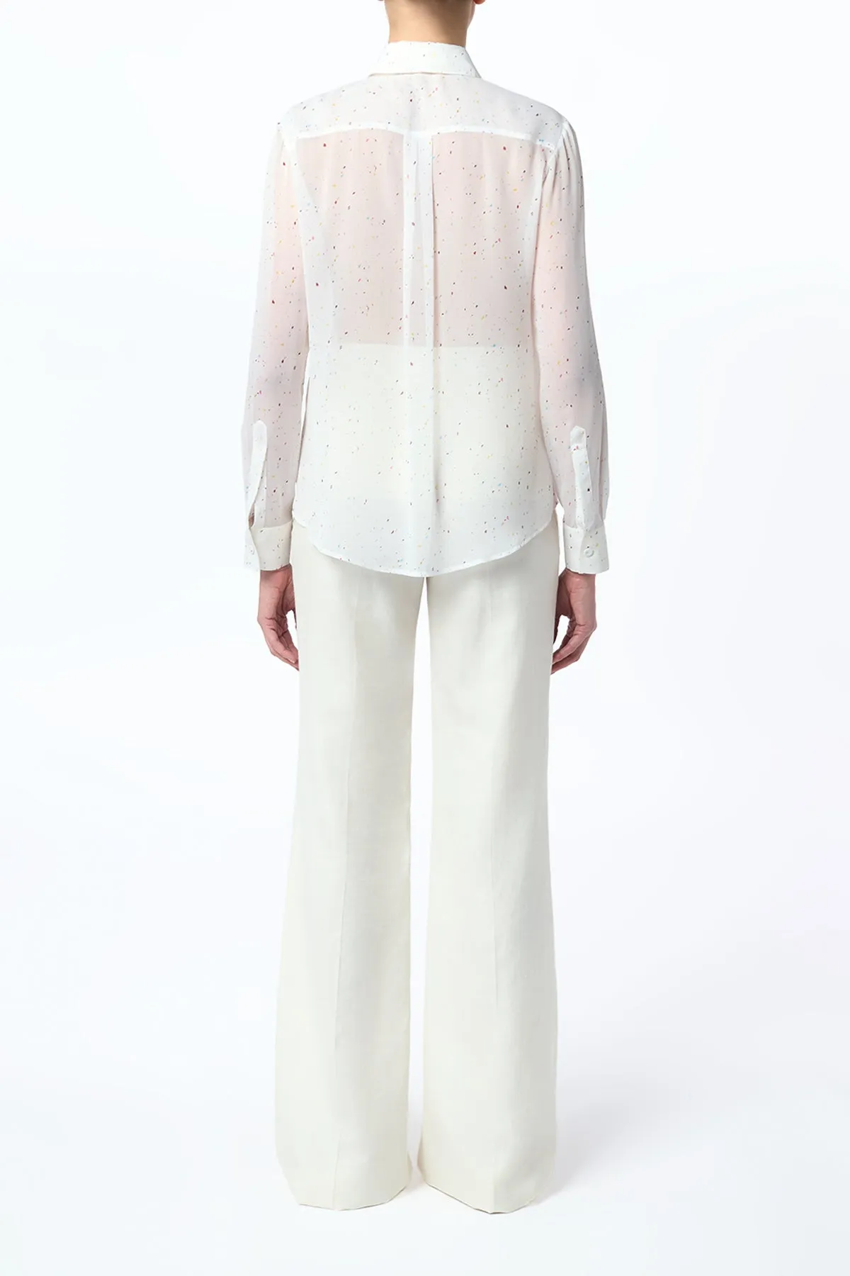 Henri Blouse in Ivory Multi Speckle Silk Georgette