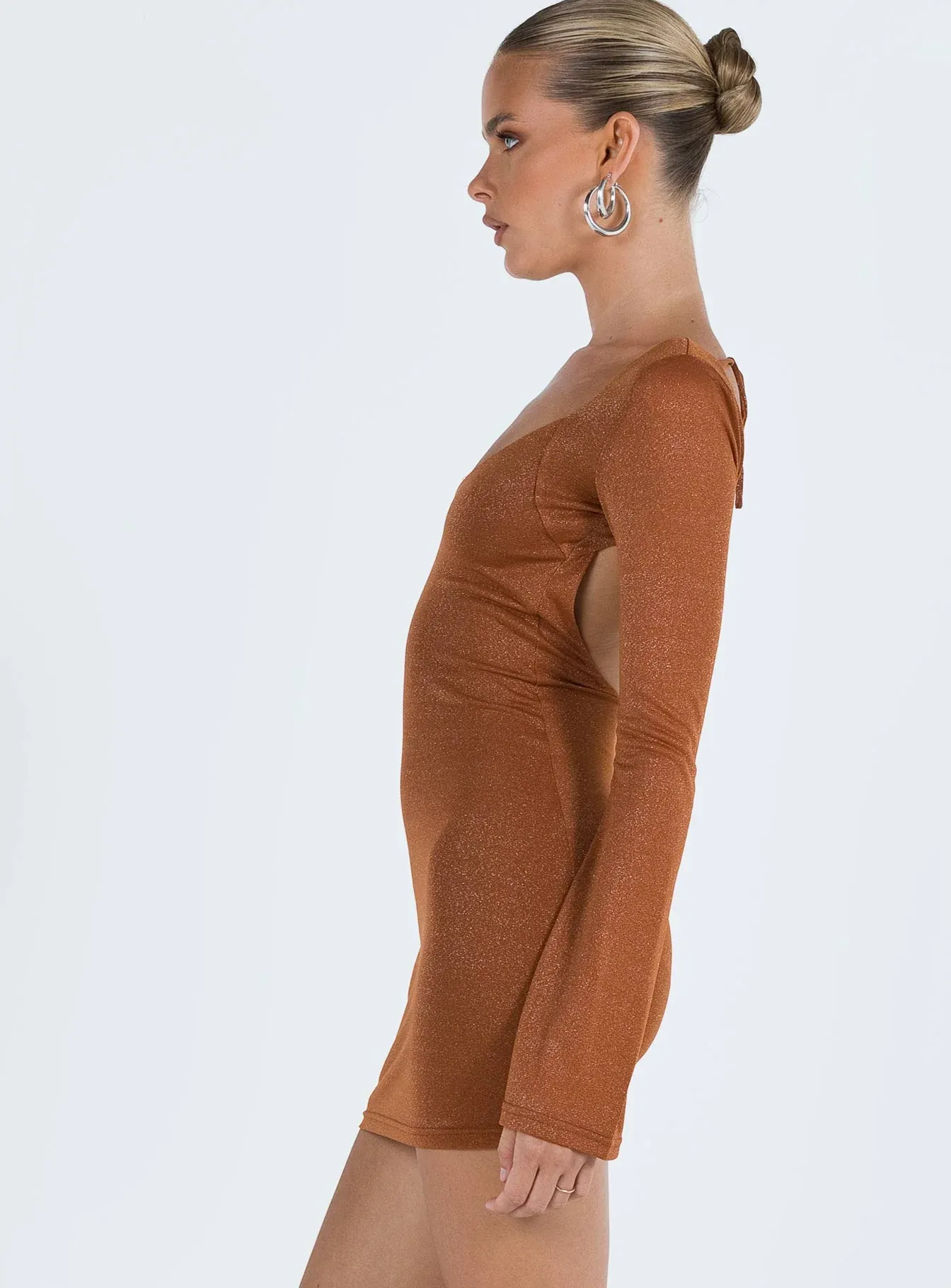 Hilldale Long Sleeve Mini Dress Rust